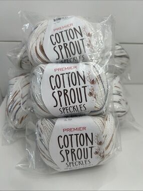 Premier Cotton Sprout Speckles Yarn - White with Brown & Gray Flecks